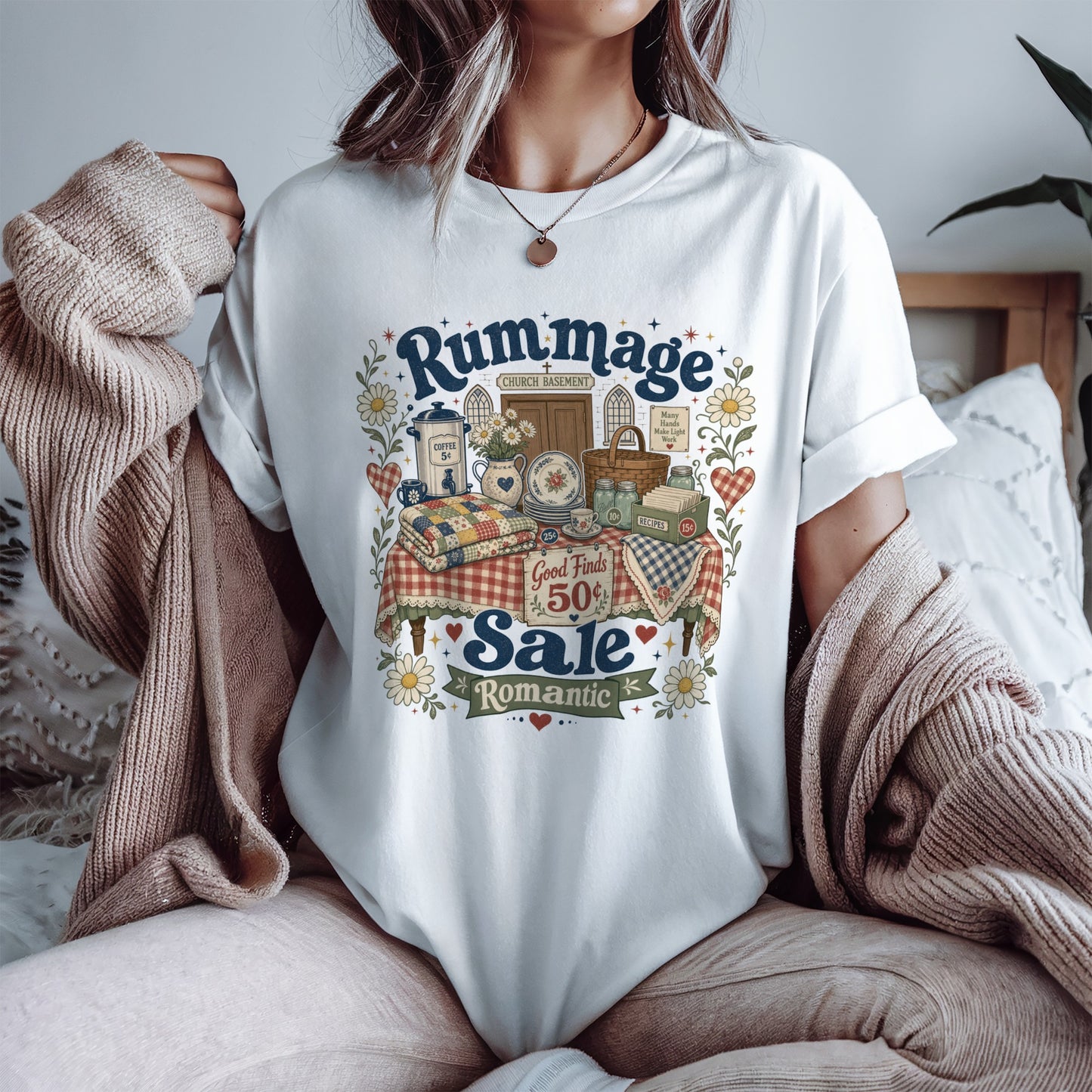 Rummage Sale Romantic Church Basement Vintage Tee | Funny Thrifting Shirt | Gift for Thrifters