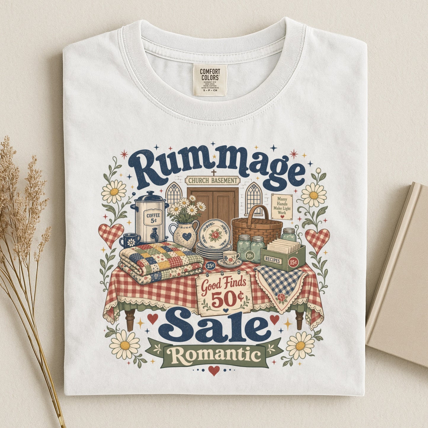 Rummage Sale Romantic Church Basement Vintage Tee | Funny Thrifting Shirt | Gift for Thrifters