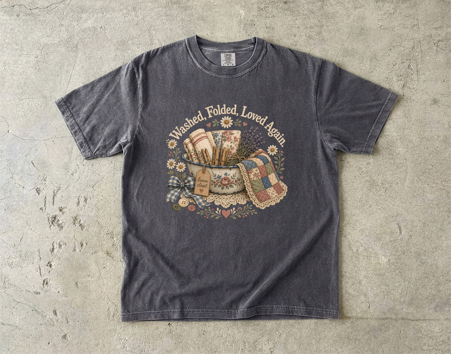 Washed, Folded, Loved Again Linen Closet Vintage Tee | Grandmacore Laundry Room Shirt | Gift for Vintage Home Lovers