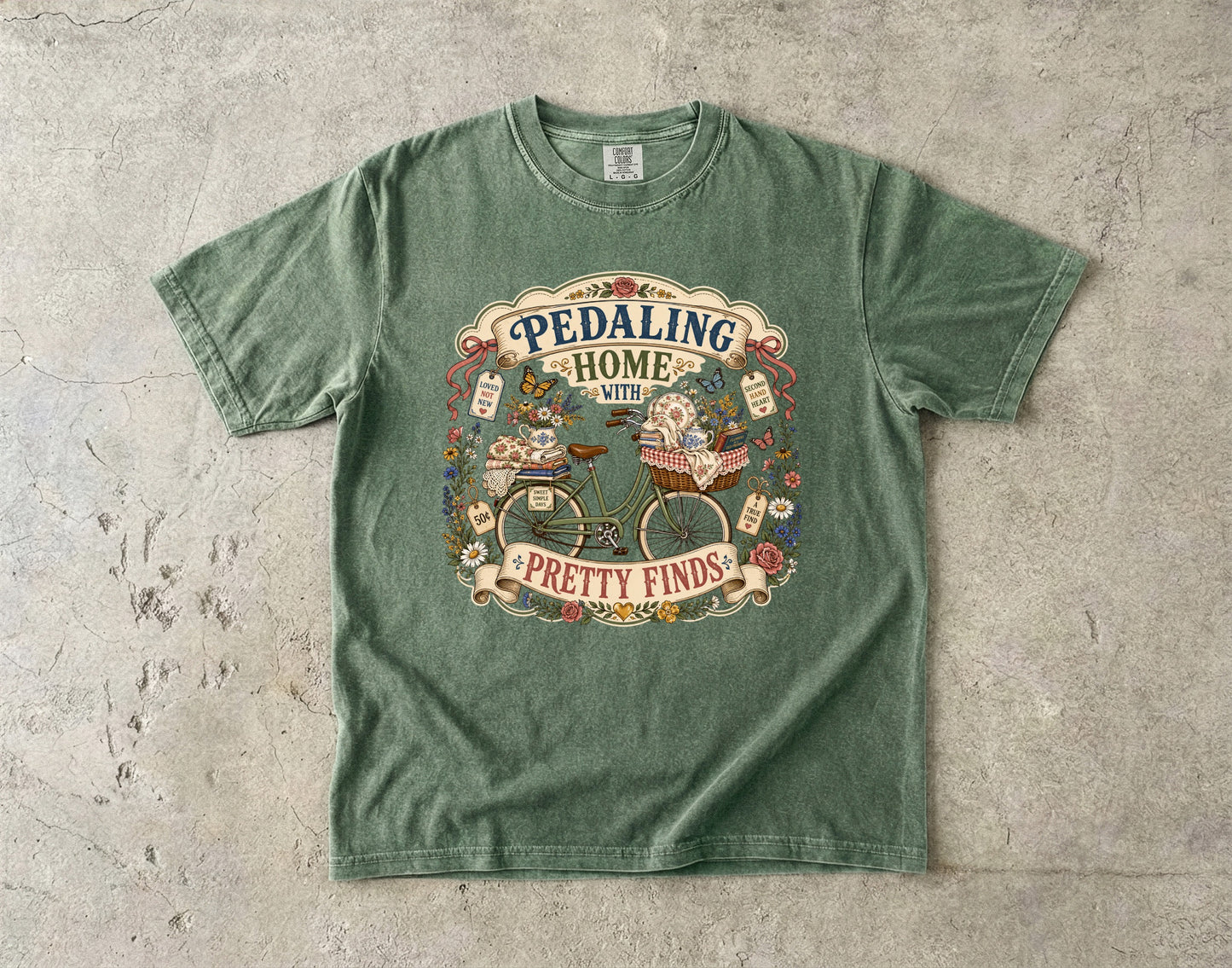 Pedaling Home With Pretty Finds Vintage Tee | Antique Market Bicycle Shirt | Gift for Thrifters