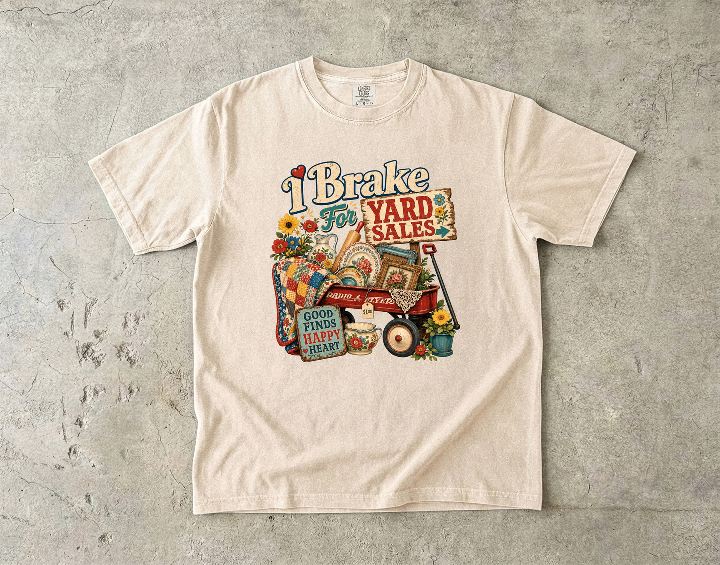 I Brake For Yard Sales Vintage Tee | Funny Thrifting Shirt | Gift for Thrifters
