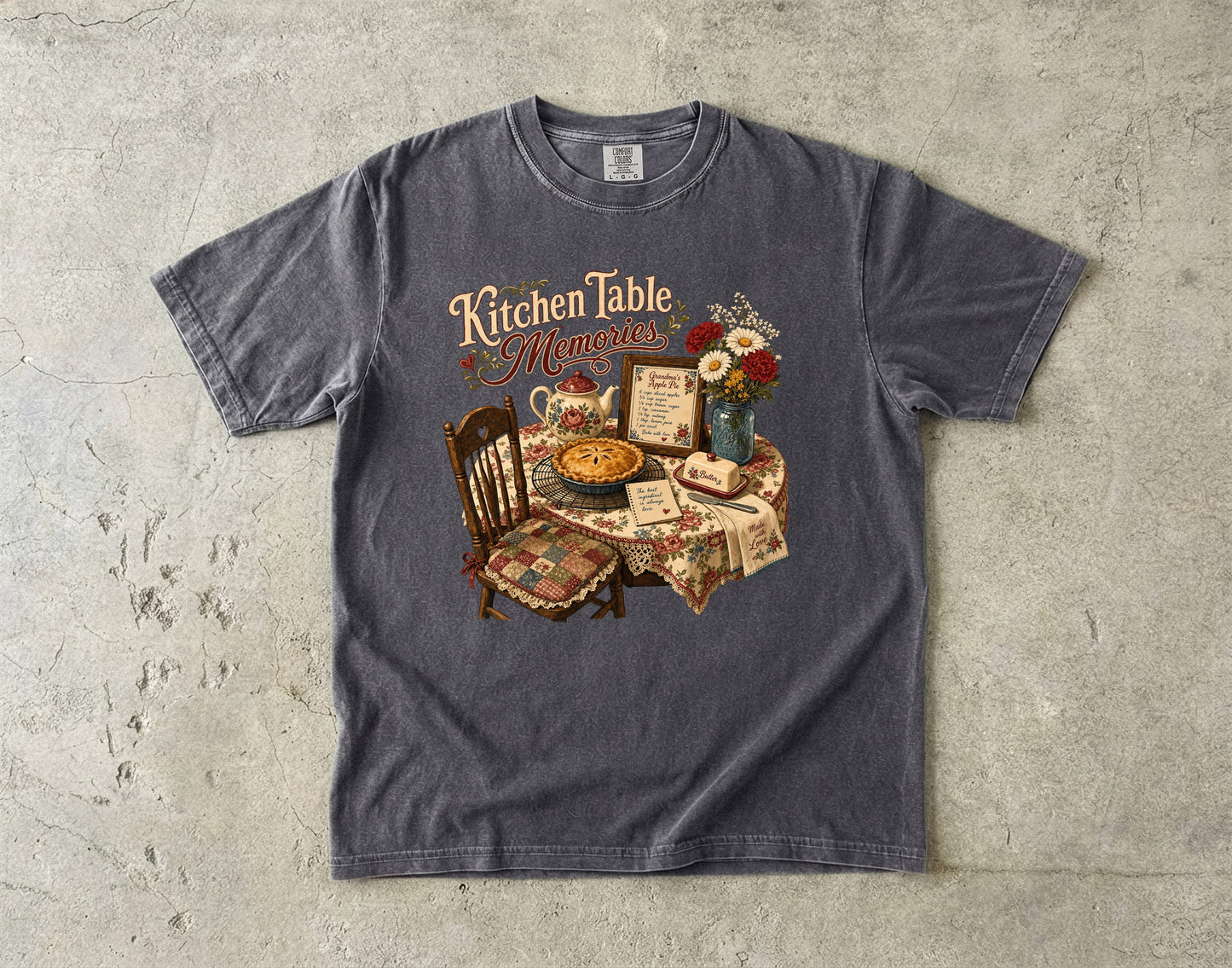 Kitchen Table Memories Vintage Tee | Grandmacore Apple Pie Shirt | Gift for Home Bakers