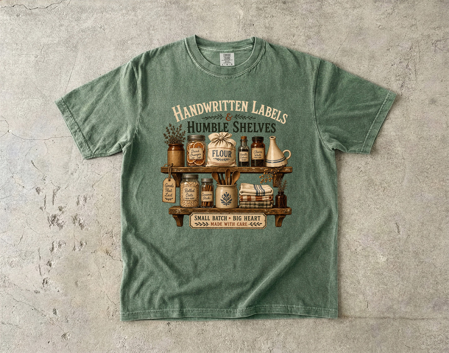 Handwritten Labels And Humble Shelves Vintage Tee | Grandmacore Pantry Shirt | Gift for Vintage Kitchen Lovers