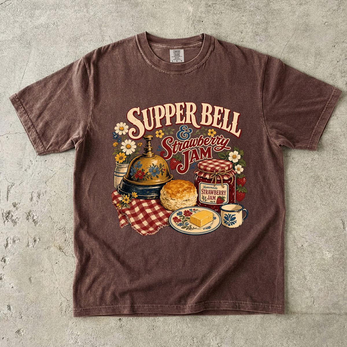 Supper Bell And Strawberry Jam Vintage Tee | Grandmacore Kitchen Shirt | Gift for Home Cooks