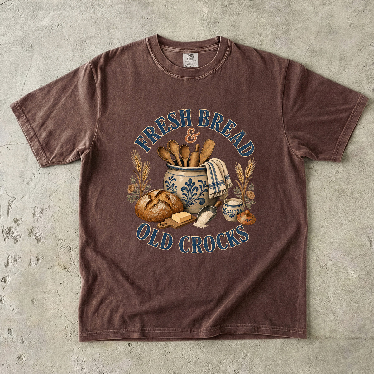 Fresh Bread and Old Crocks Vintage Tee | Farmhouse Baking Shirt | Gift for Bakers