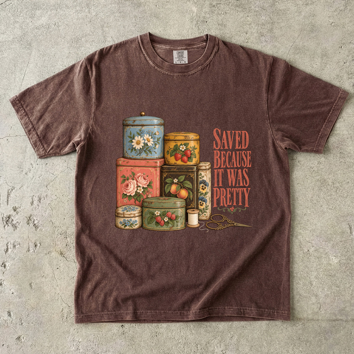 Saved Because It Was Pretty Vintage Tee | Floral Tin Collection Shirt | Gift for Collectors & Grandmacore Lovers
