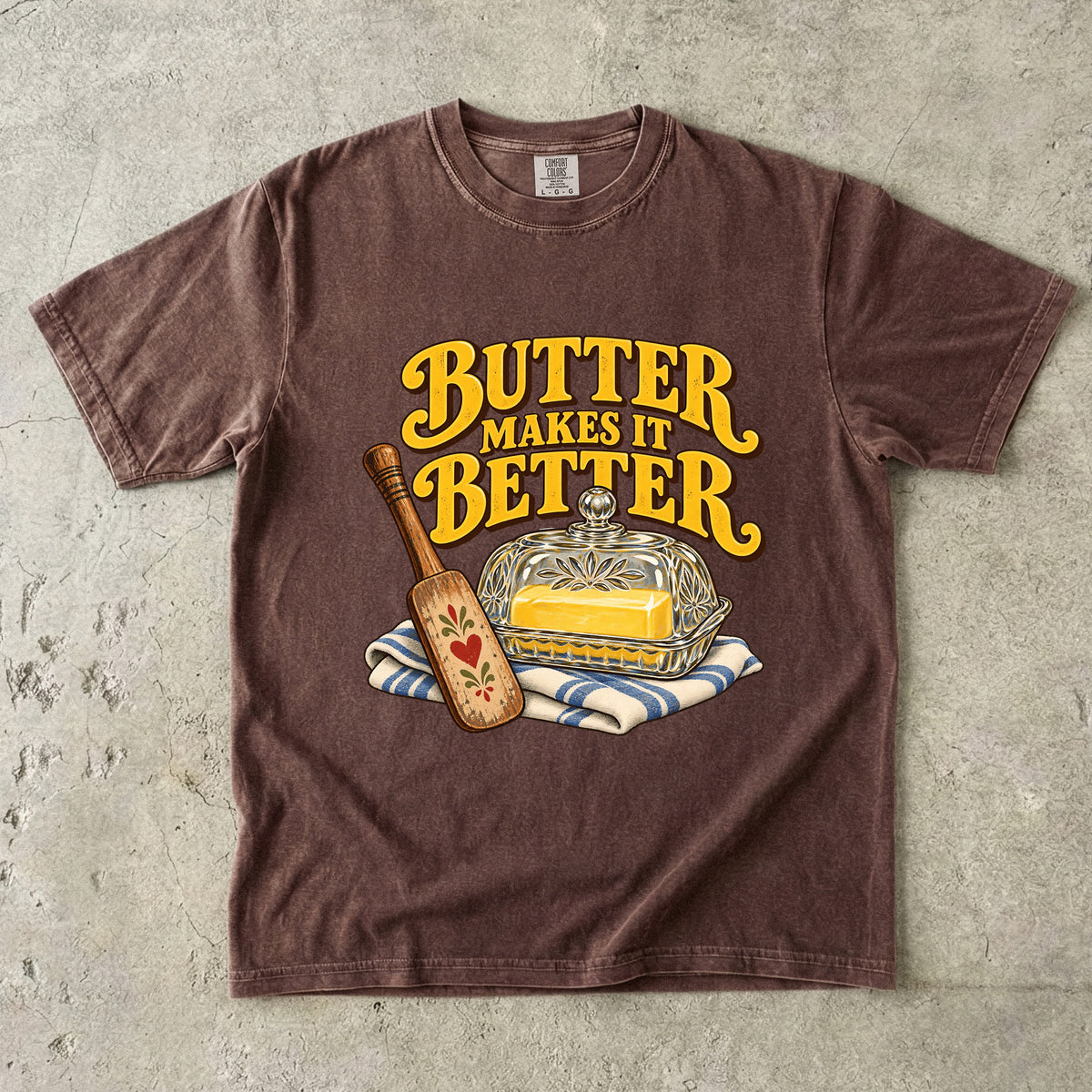 Butter Makes It Better Vintage Tee | Glass Butter Dish Shirt | Gift for Bakers & Grandmacore Lovers
