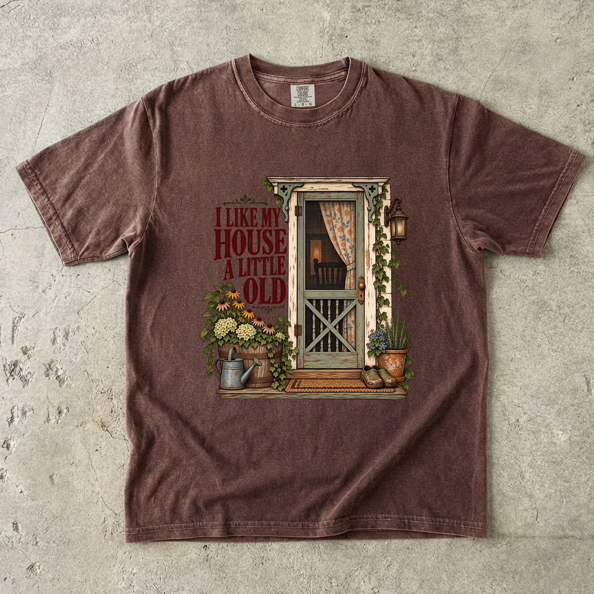 I Like My House a Little Old Vintage Tee | Farmhouse Screen Door Shirt | Gift for Homemakers & Grandmacore Lovers