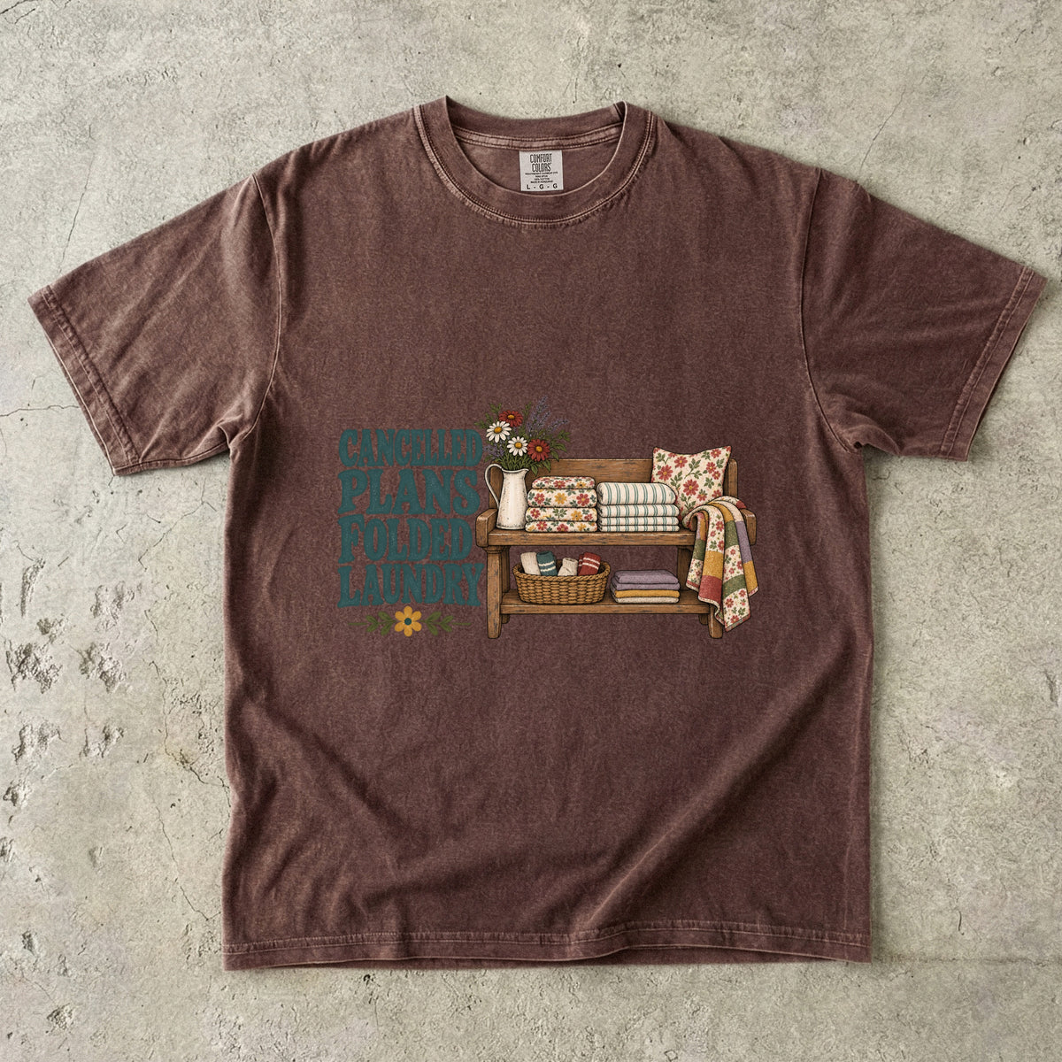 Cancelled Plans Folded Laundry Vintage Tee | Cozy Homebody Shirt | Gift for Homebodies