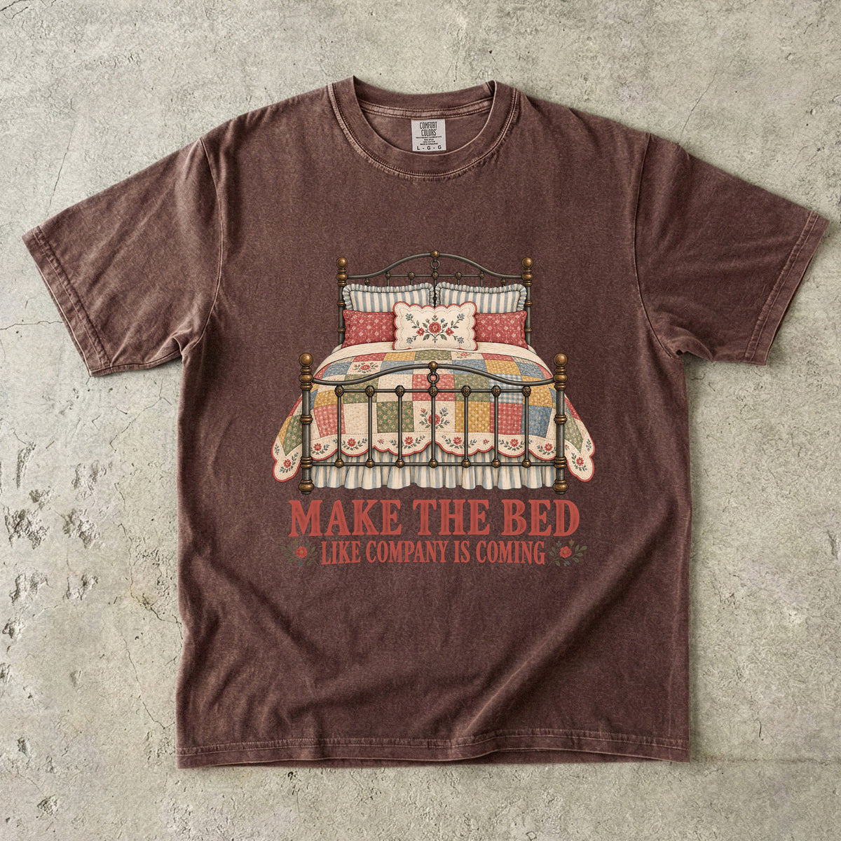 Make the Bed Like Company Is Coming Vintage Tee | Patchwork Quilt Iron Bed Shirt | Gift for Homemakers