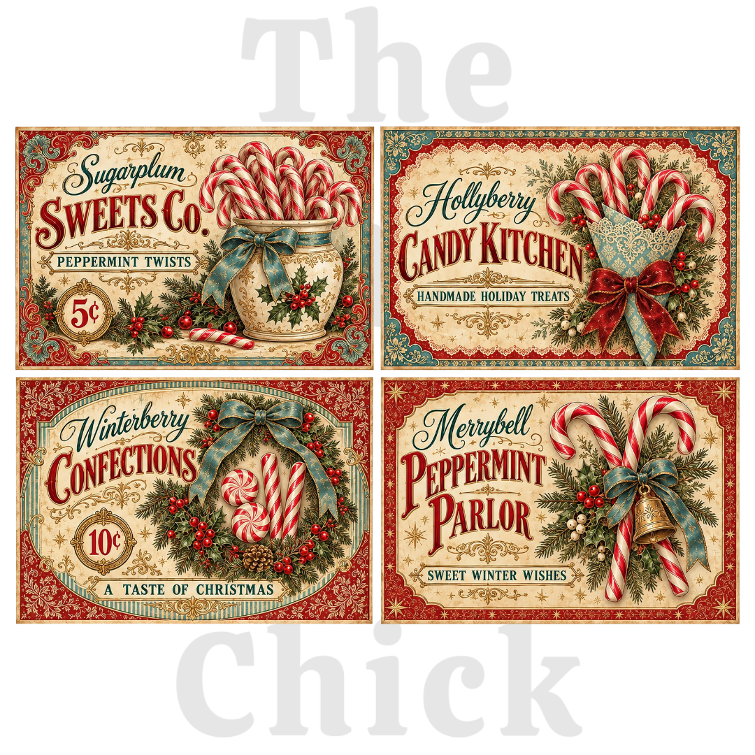 Sugarplum & Peppermint — Vintage Christmas Candy Signs