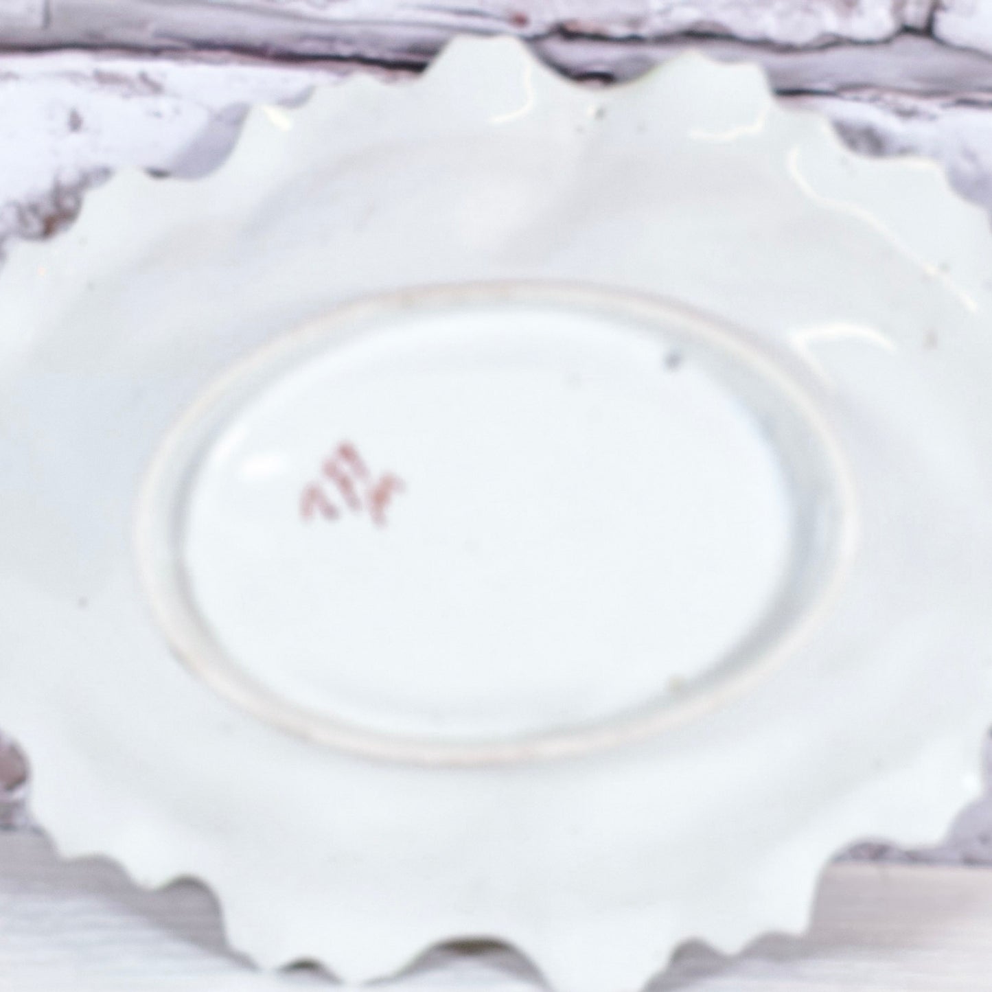 Vintage Ruffled Porcelain Bowl w/ Floral Center | Scalloped Edge