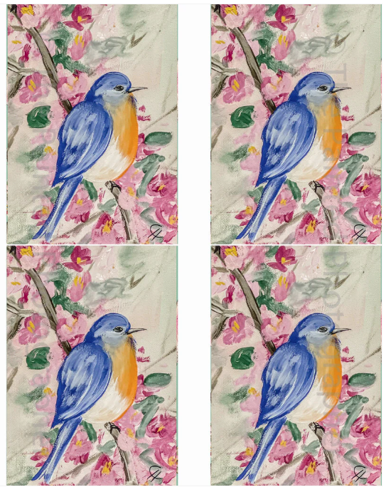 3x5 Bluebird Delight - Connie's Spring Rice Paper