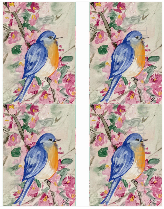 3x5 Bluebird Delight - Connie's Spring Rice Paper