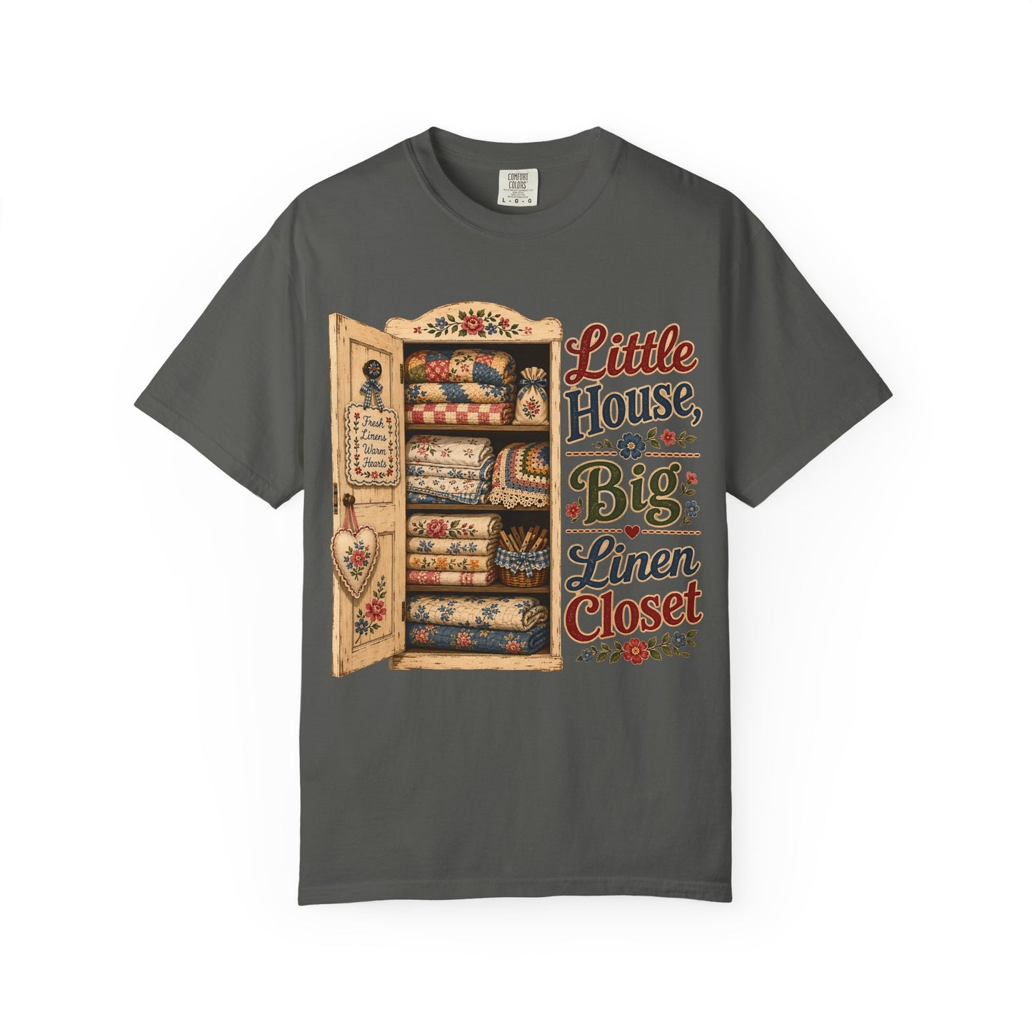 Little House, Big Linen Closet Vintage Tee | Grandmacore Quilt Cupboard Shirt | Gift for Vintage Home Lovers