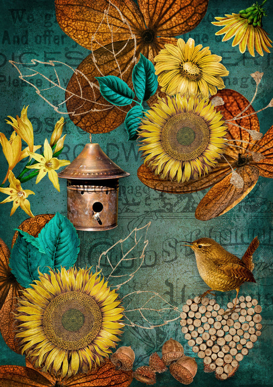 Decoupage Queen Autumn Sunflowers Rice Paper
