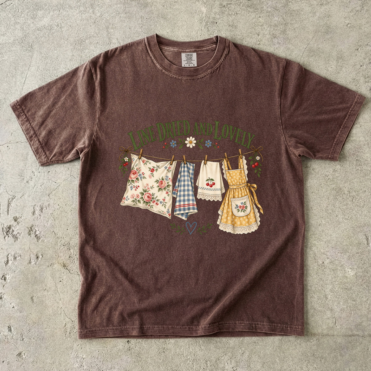 Line Dried and Lovely Vintage Tee | Clothesline Linens Shirt | Gift for Thrifters & Grandmacore Lovers