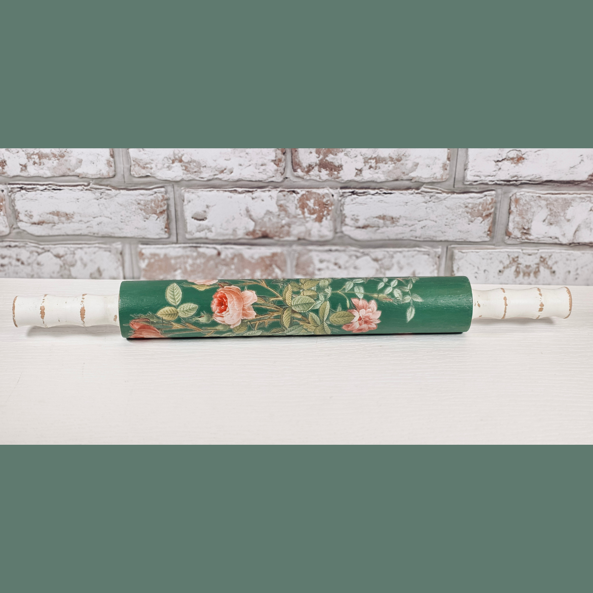 Upcycled Decorative Rolling Pin | Vintage Rose Farmhouse Kitchen Decor