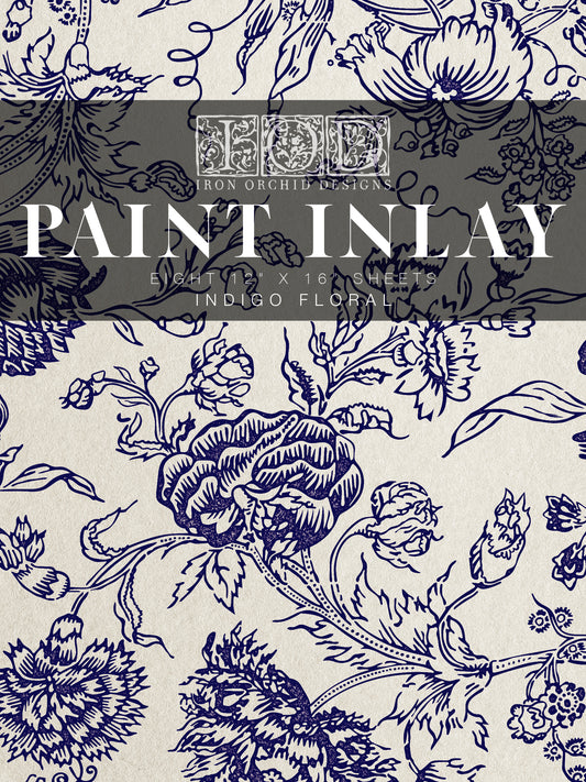 Indigo Floral - IOD Paint Inlay