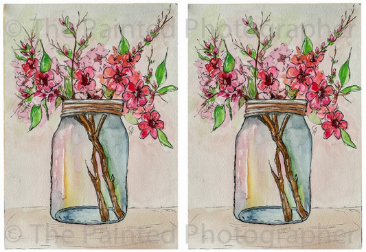 5x7 Watercolor Floral - Connie's Spring Rice Paper