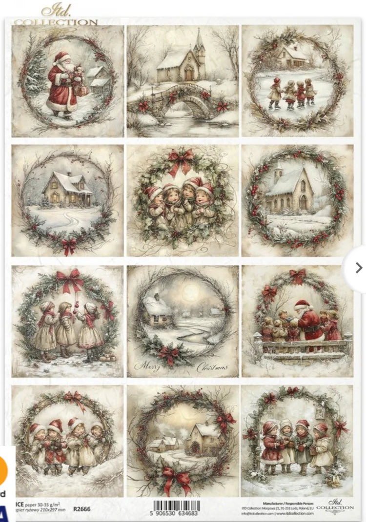 Wreathes and Wishes Rice Decoupage Paper