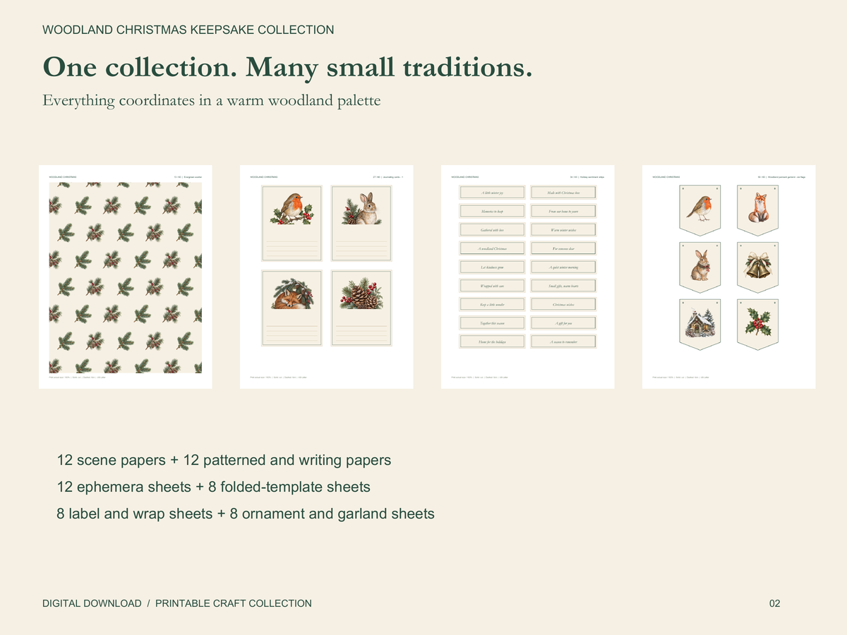 Woodland Christmas Keepsake Collection – Printable Craft Bundle