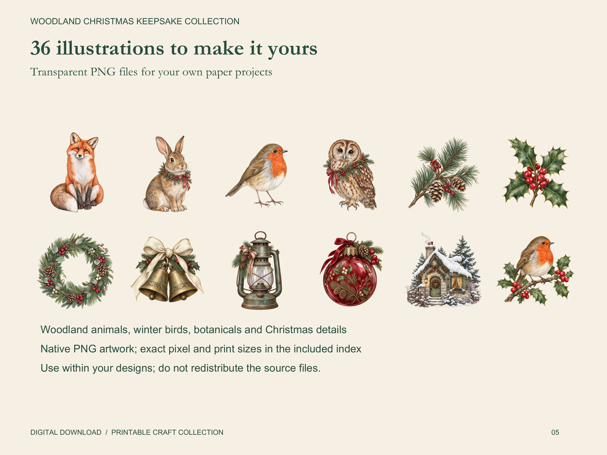 Woodland Christmas Keepsake Collection – Printable Craft Bundle
