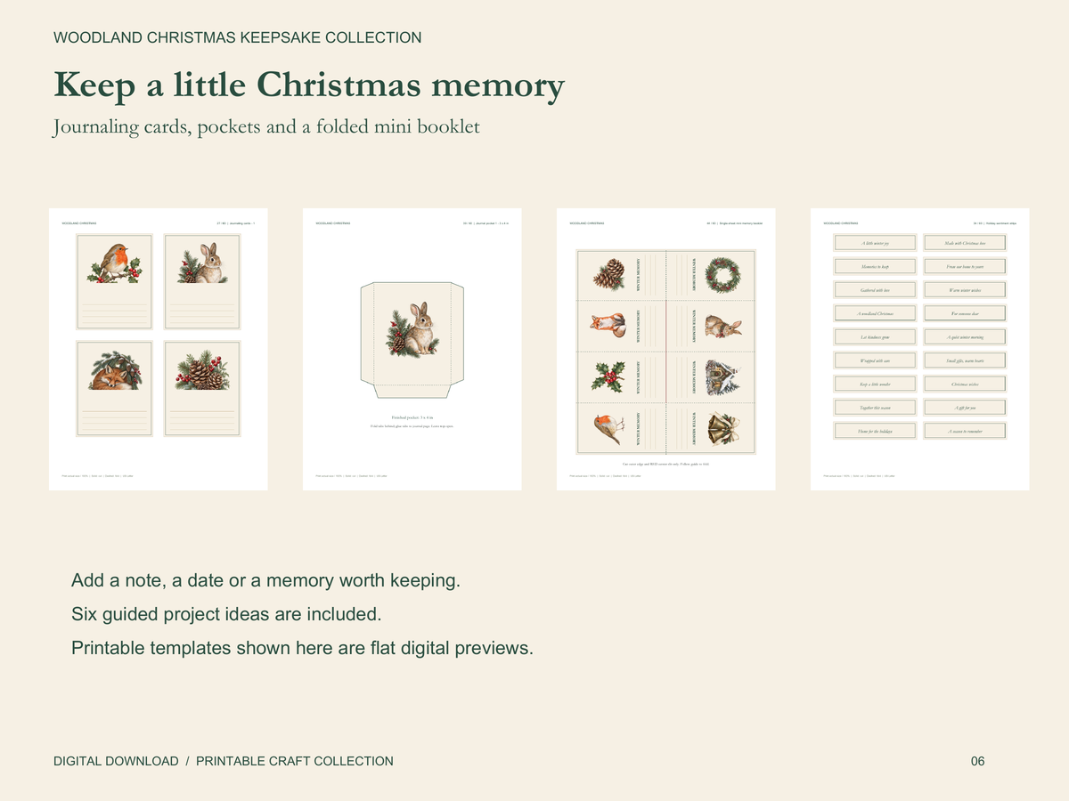 Woodland Christmas Keepsake Collection – Printable Craft Bundle