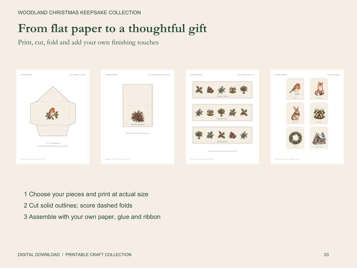 Woodland Christmas Keepsake Collection – Printable Craft Bundle