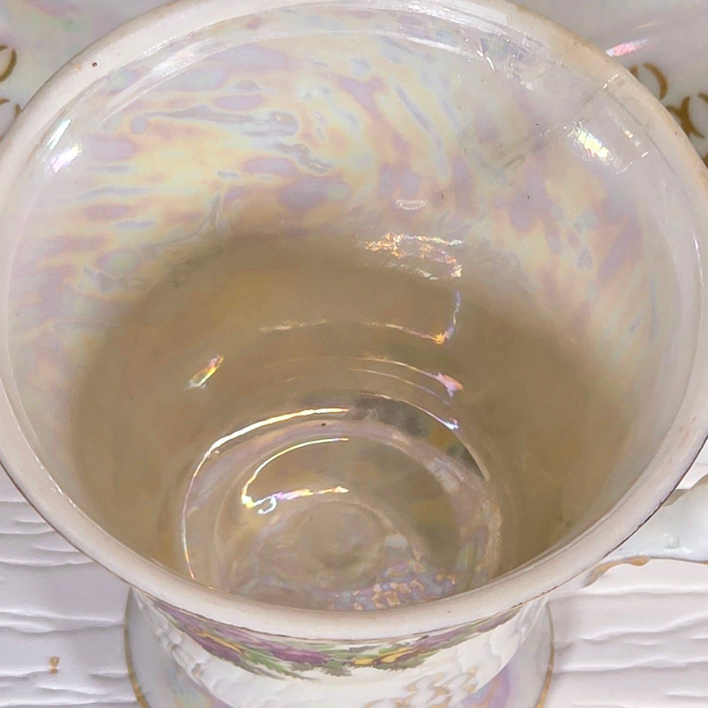 Vintage Wales Iridescent Teacup and Saucer Set