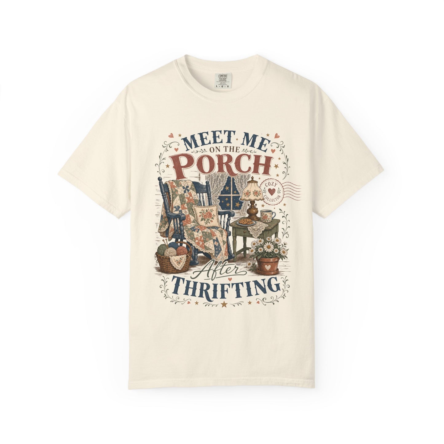 Meet Me On The Porch After Thrifting Vintage Tee | Cozy Collector Shirt | Gift for Thrifters & Porch Sitters