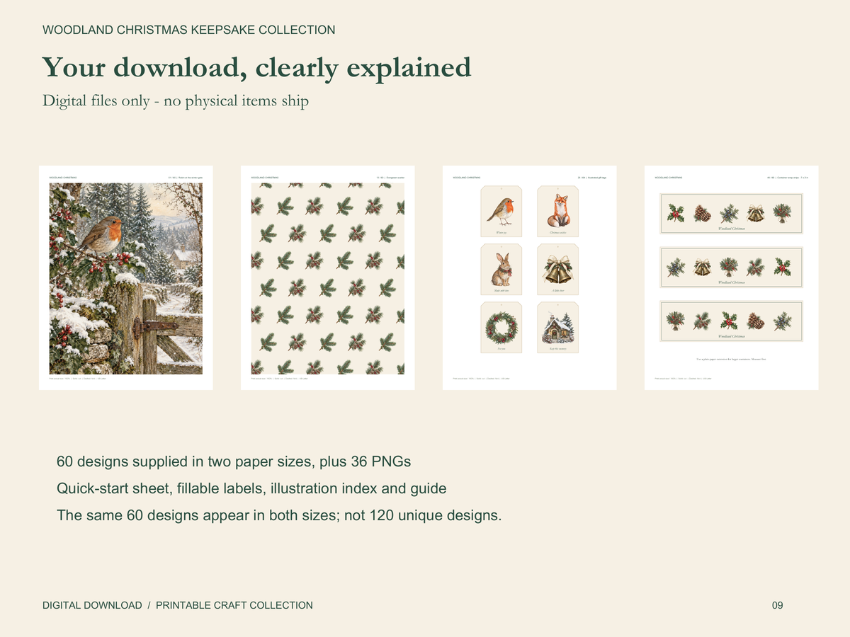 Woodland Christmas Keepsake Collection – Printable Craft Bundle