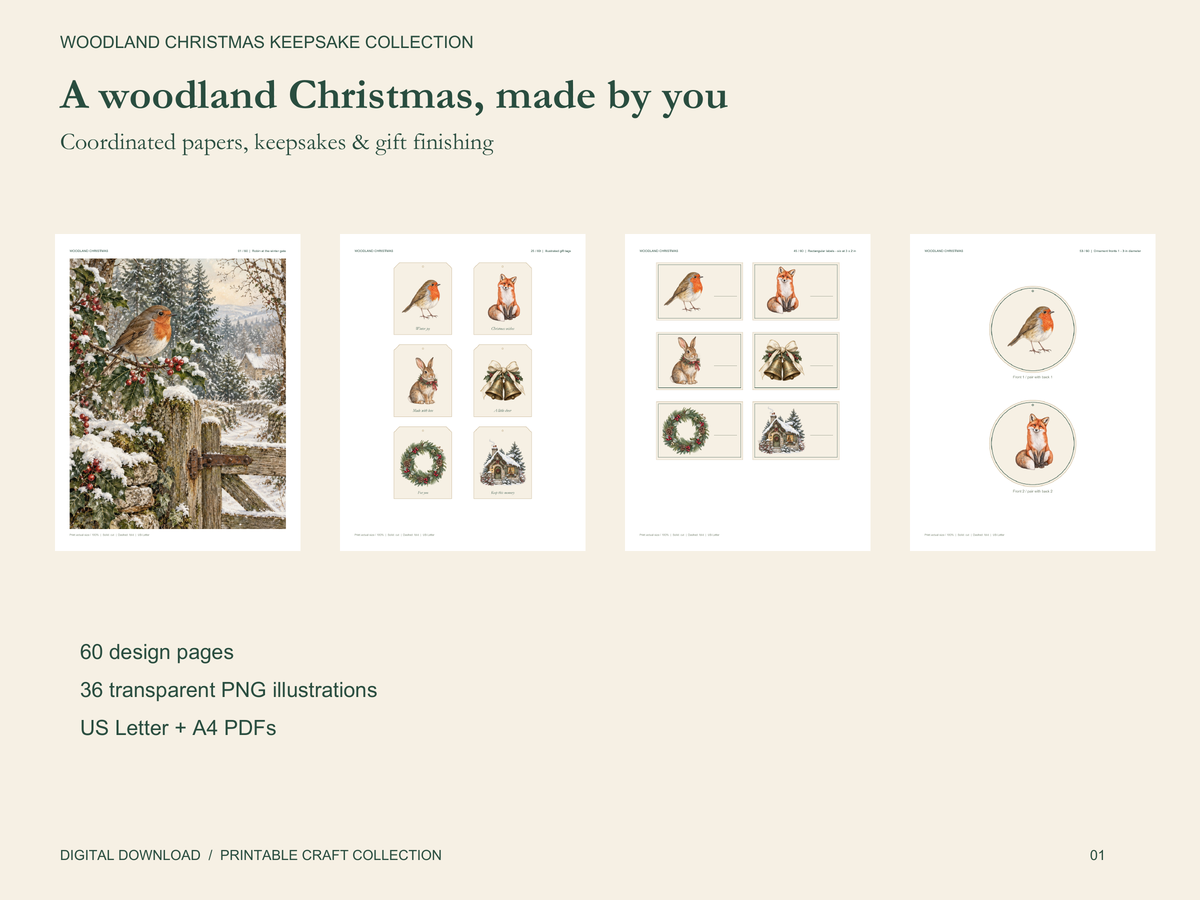 Woodland Christmas Keepsake Collection – Printable Craft Bundle