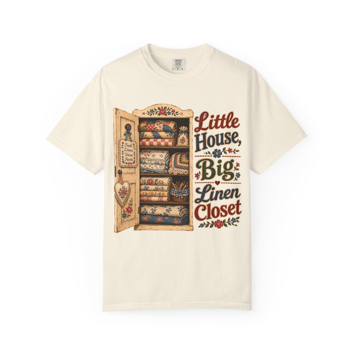 Little House, Big Linen Closet Vintage Tee | Grandmacore Quilt Cupboard Shirt | Gift for Vintage Home Lovers