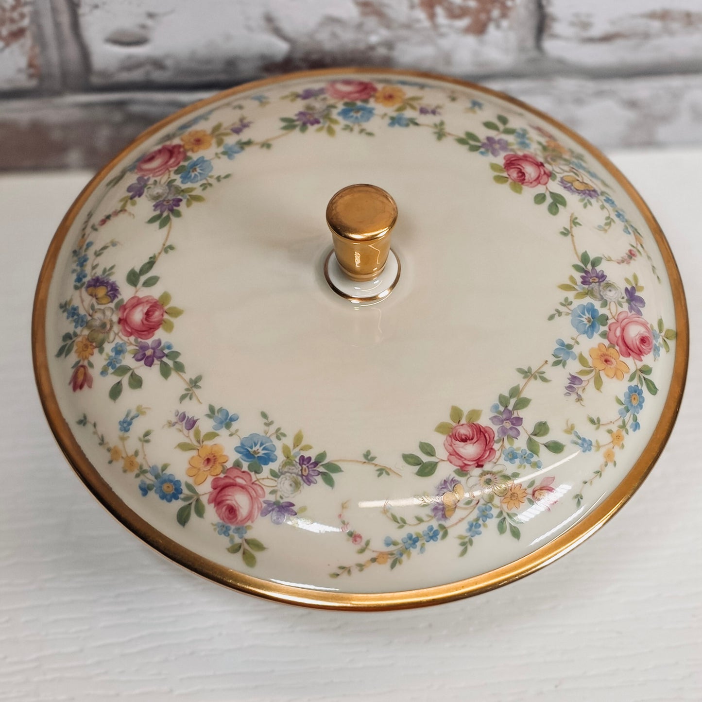 Vintage Thomas Bavaria Covered Candy Dish | Floral Porcelain Pedestal Bonbon Dish