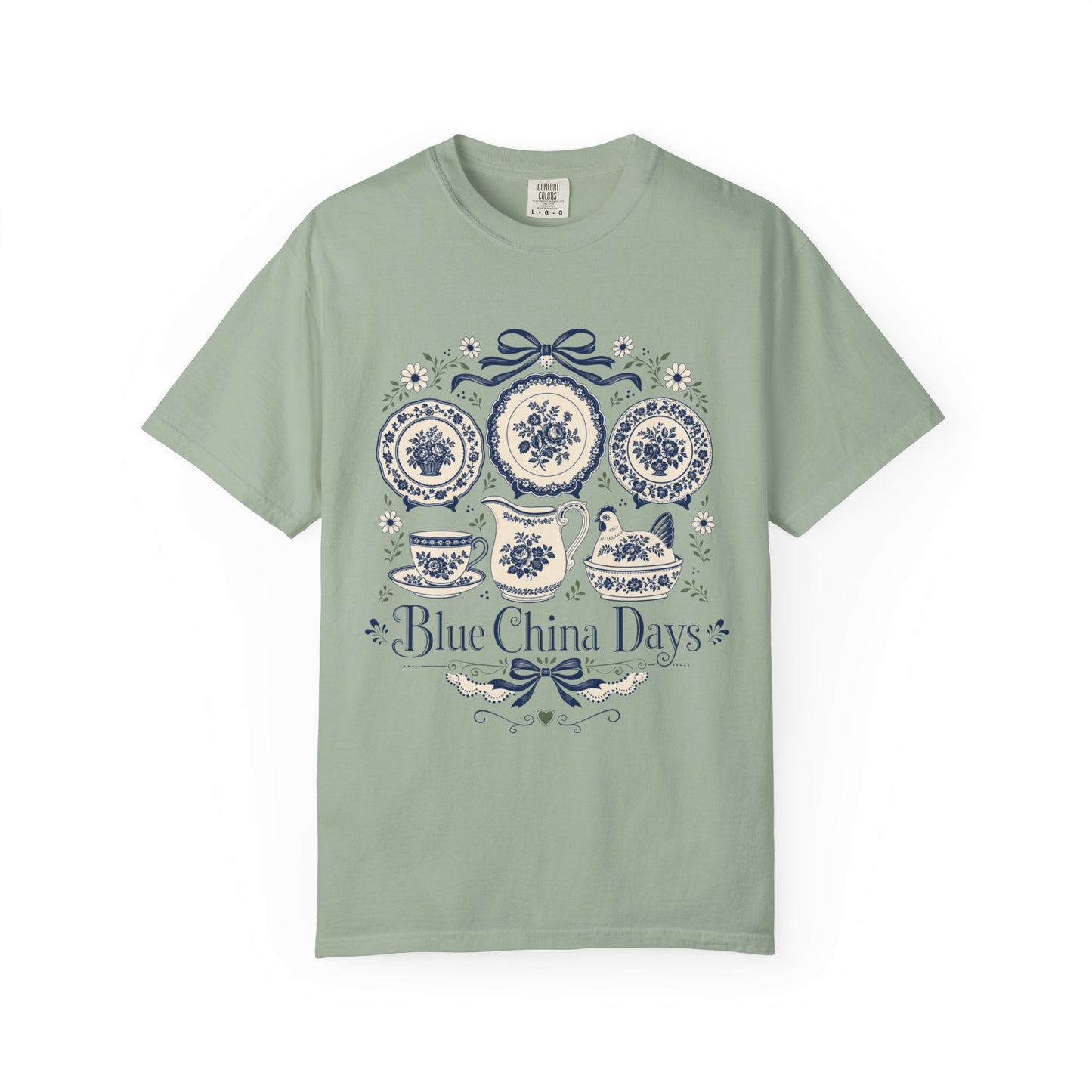 Blue China Days Vintage Tee | Transferware China Shirt | Gift for China & Tea Lovers