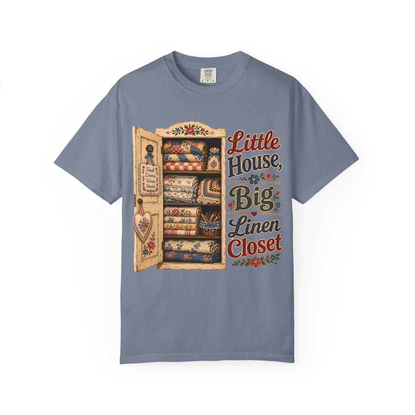 Little House, Big Linen Closet Vintage Tee | Grandmacore Quilt Cupboard Shirt | Gift for Vintage Home Lovers