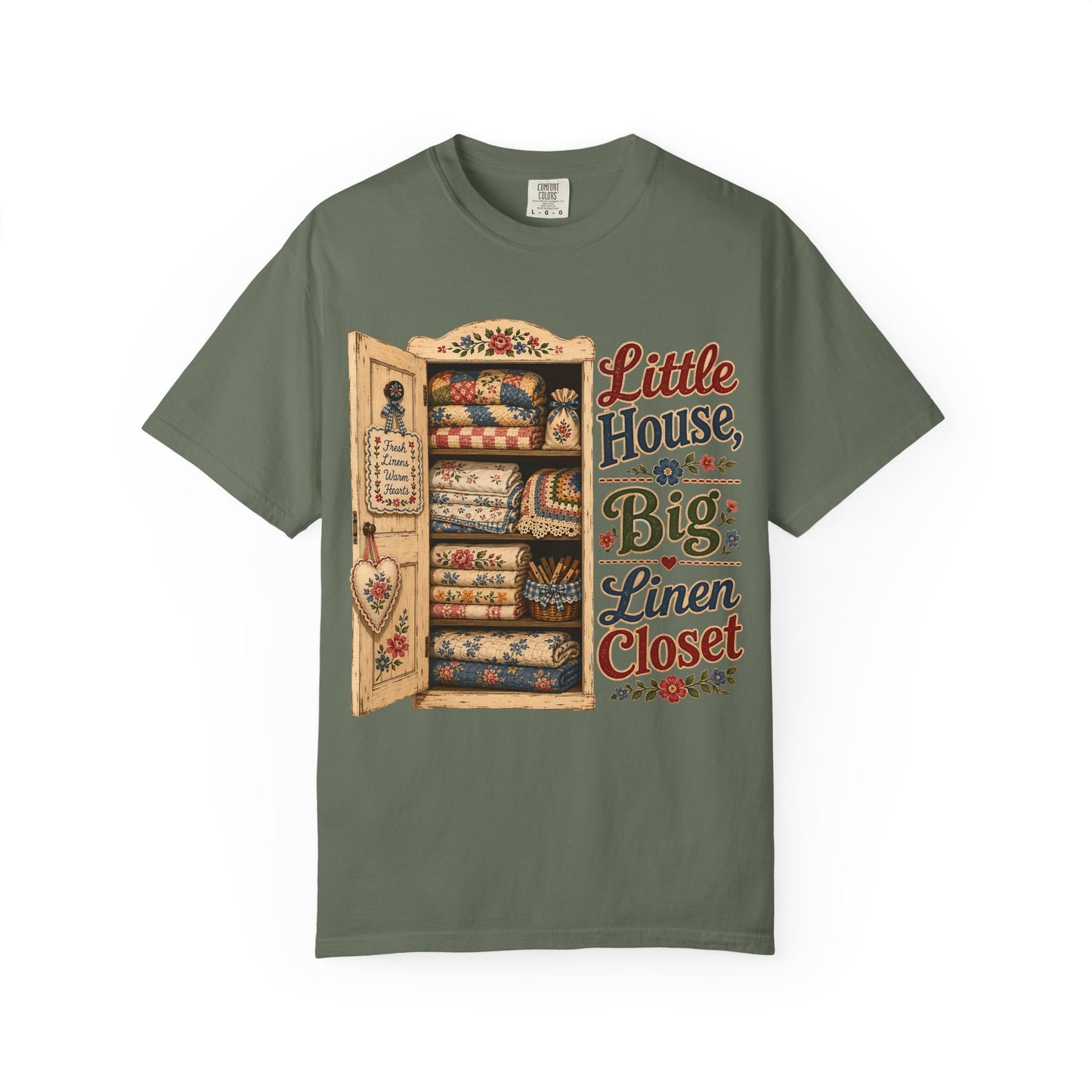 Little House, Big Linen Closet Vintage Tee | Grandmacore Quilt Cupboard Shirt | Gift for Vintage Home Lovers