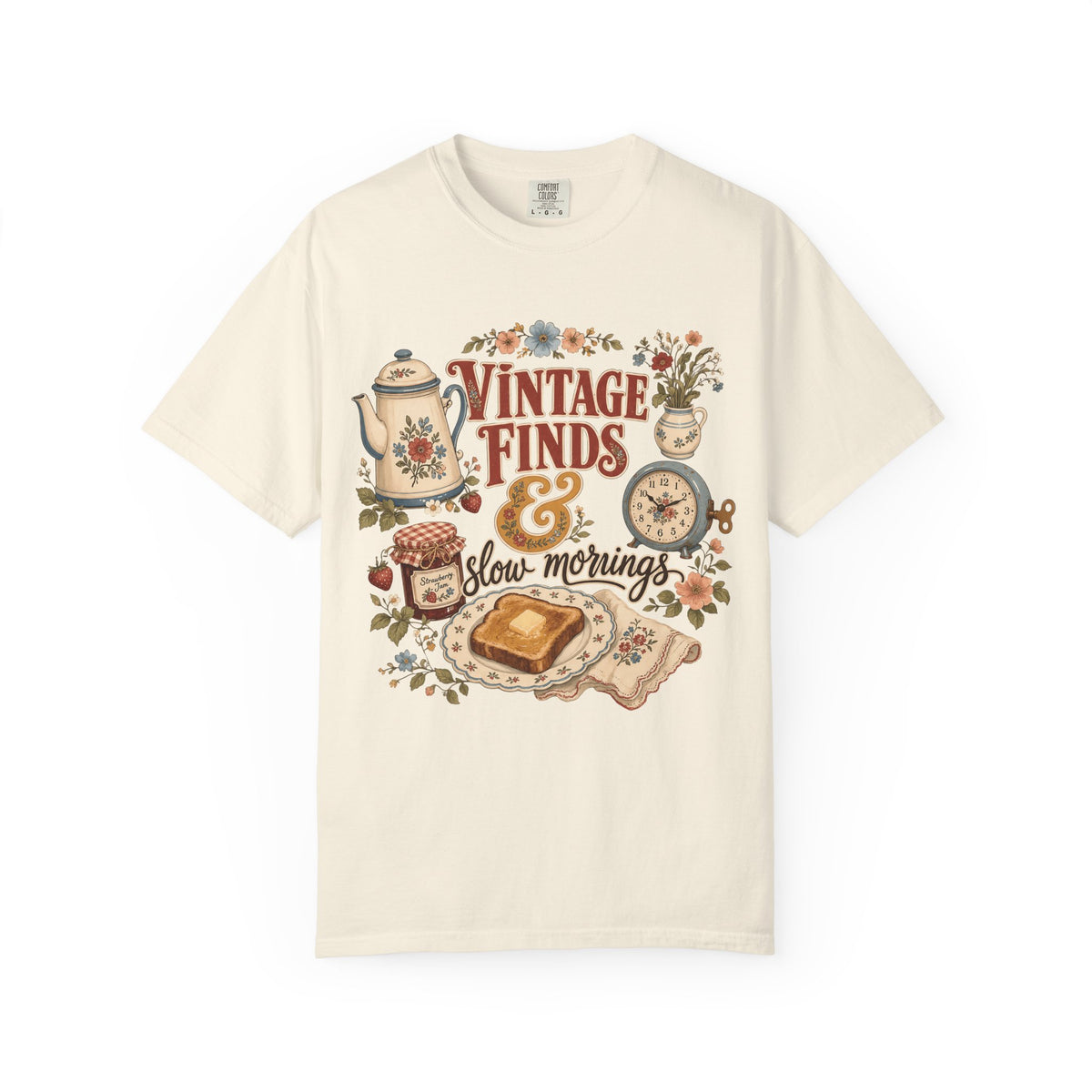 Vintage Finds and Slow Mornings Tee | Farmhouse Kitchen Shirt | Gift for Vintage Lovers