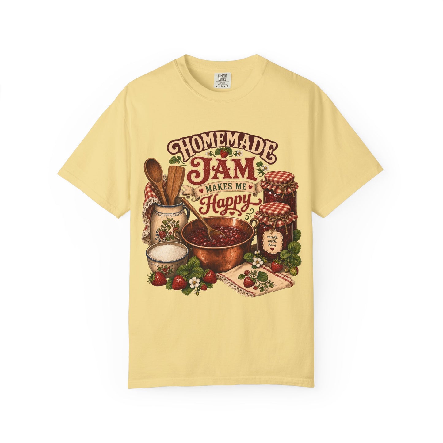 Homemade Jam Makes Me Happy Vintage Tee | Grandmacore Canning Shirt | Gift for Home Canners
