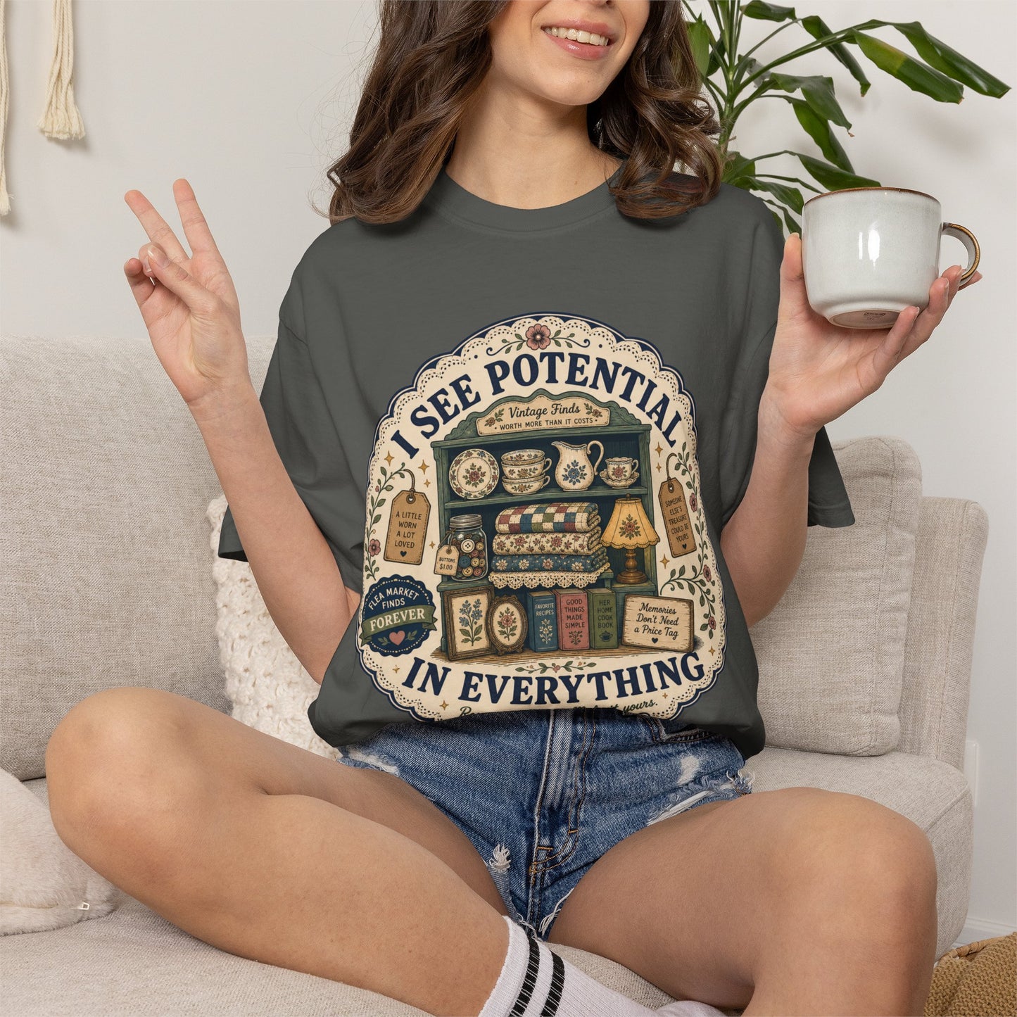 I See Potential In Everything Vintage Tee | Flea Market Finds Forever Shirt | Gift for Thrifters & Upcyclers