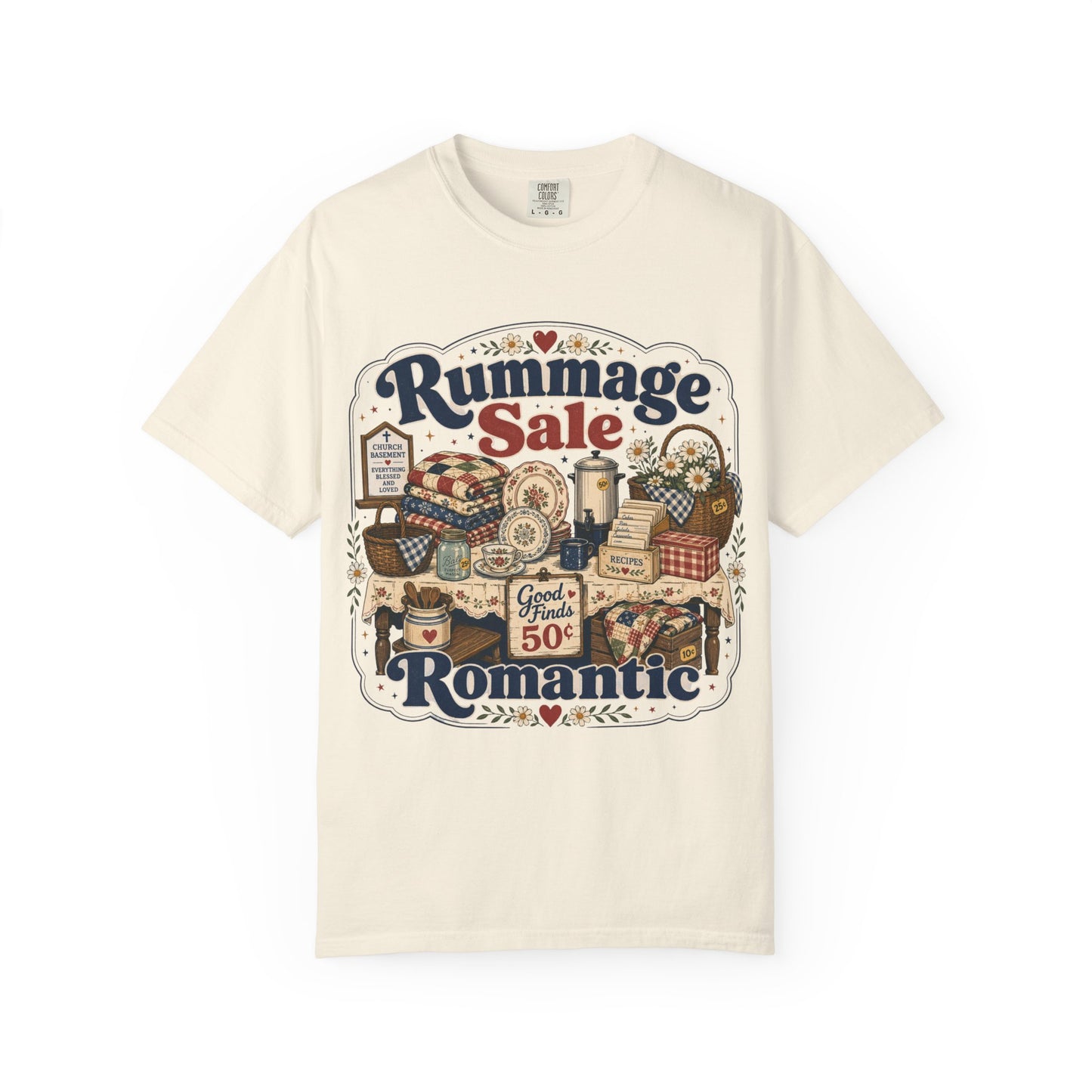 Rummage Sale Romantic Vintage Tee | Funny Thrifting Shirt | Gift for Thrifters & Antique Hunters