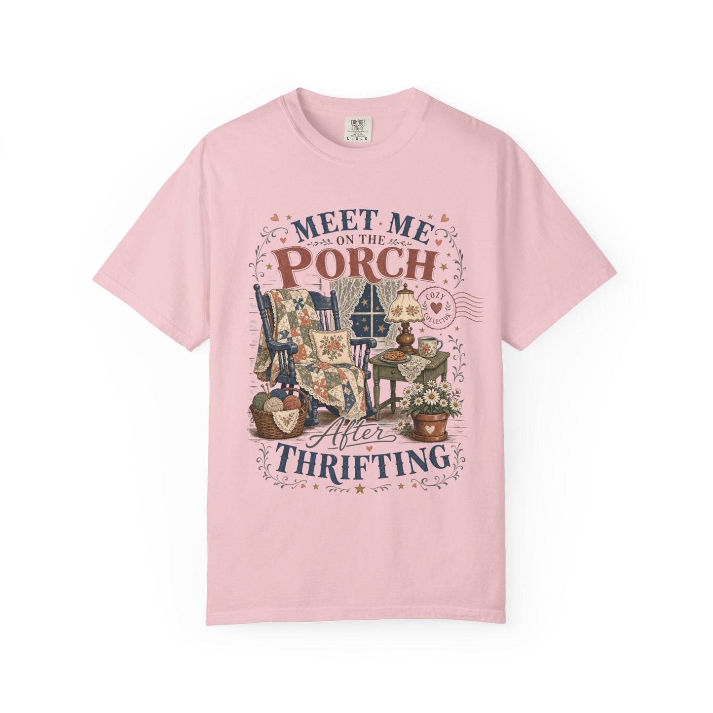 Meet Me On The Porch After Thrifting Vintage Tee | Cozy Collector Shirt | Gift for Thrifters & Porch Sitters