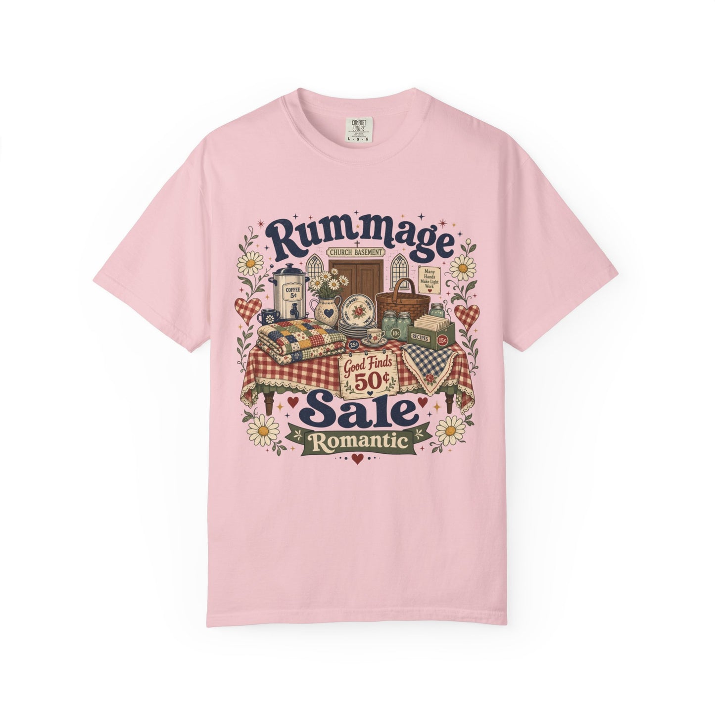 Rummage Sale Romantic Church Basement Vintage Tee | Funny Thrifting Shirt | Gift for Thrifters