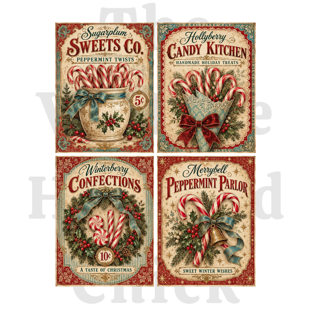 Sugarplum & Peppermint — Vintage Christmas Candy Signs
