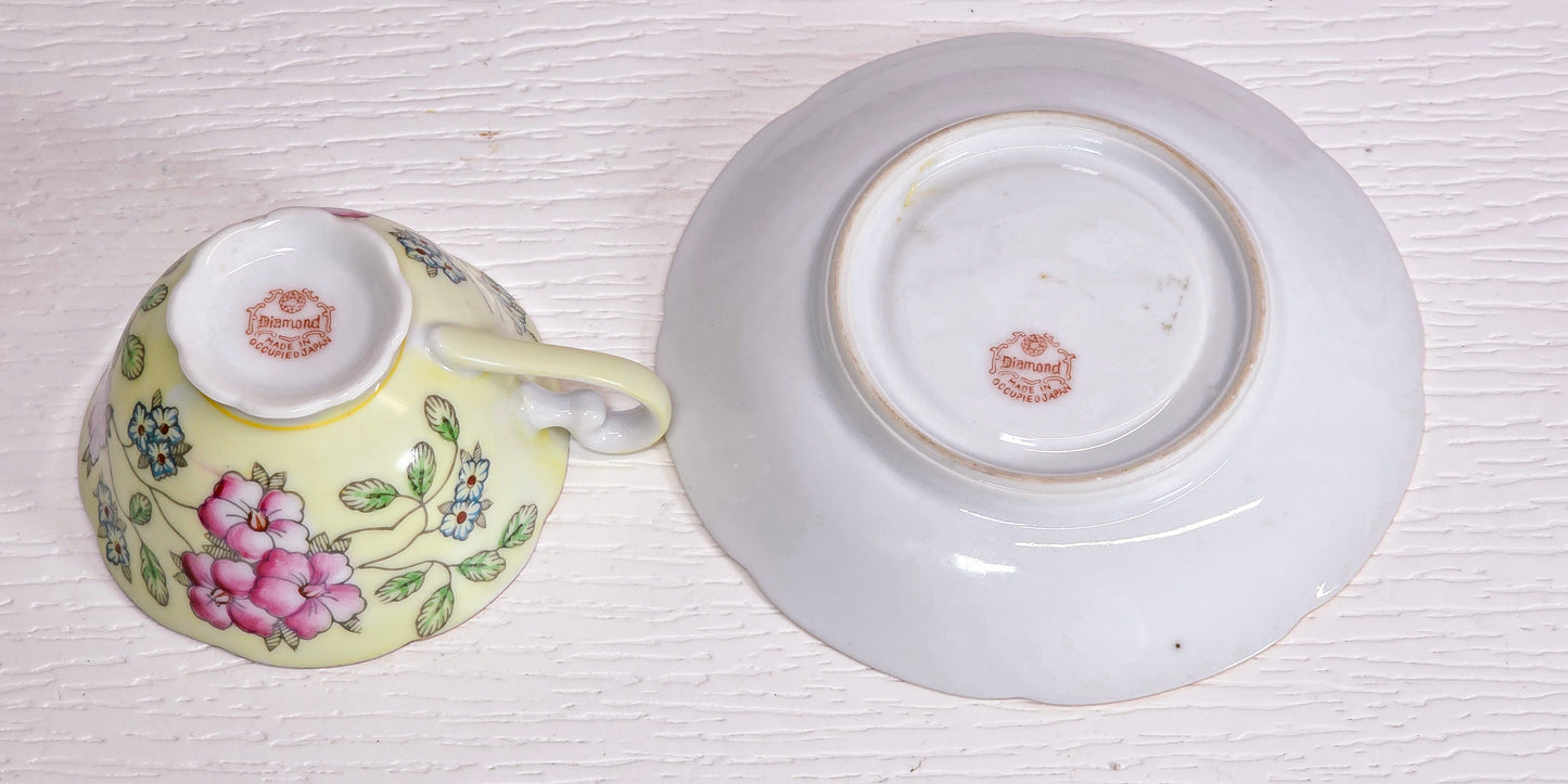 Vintage Occupied Japan Diamond Co. Porcelain Teacup & Saucer Set