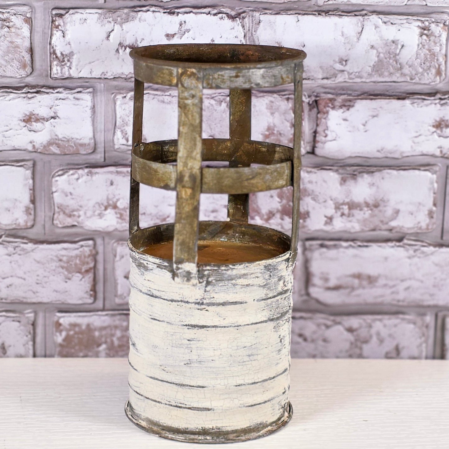 Upcycled Galvanized Metal Canister Decor | Chippy Rustic Farmhouse