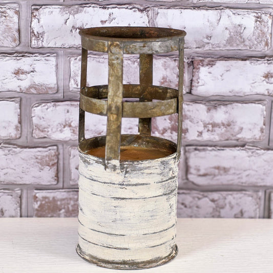Upcycled Galvanized Metal Canister Decor | Chippy Rustic Farmhouse