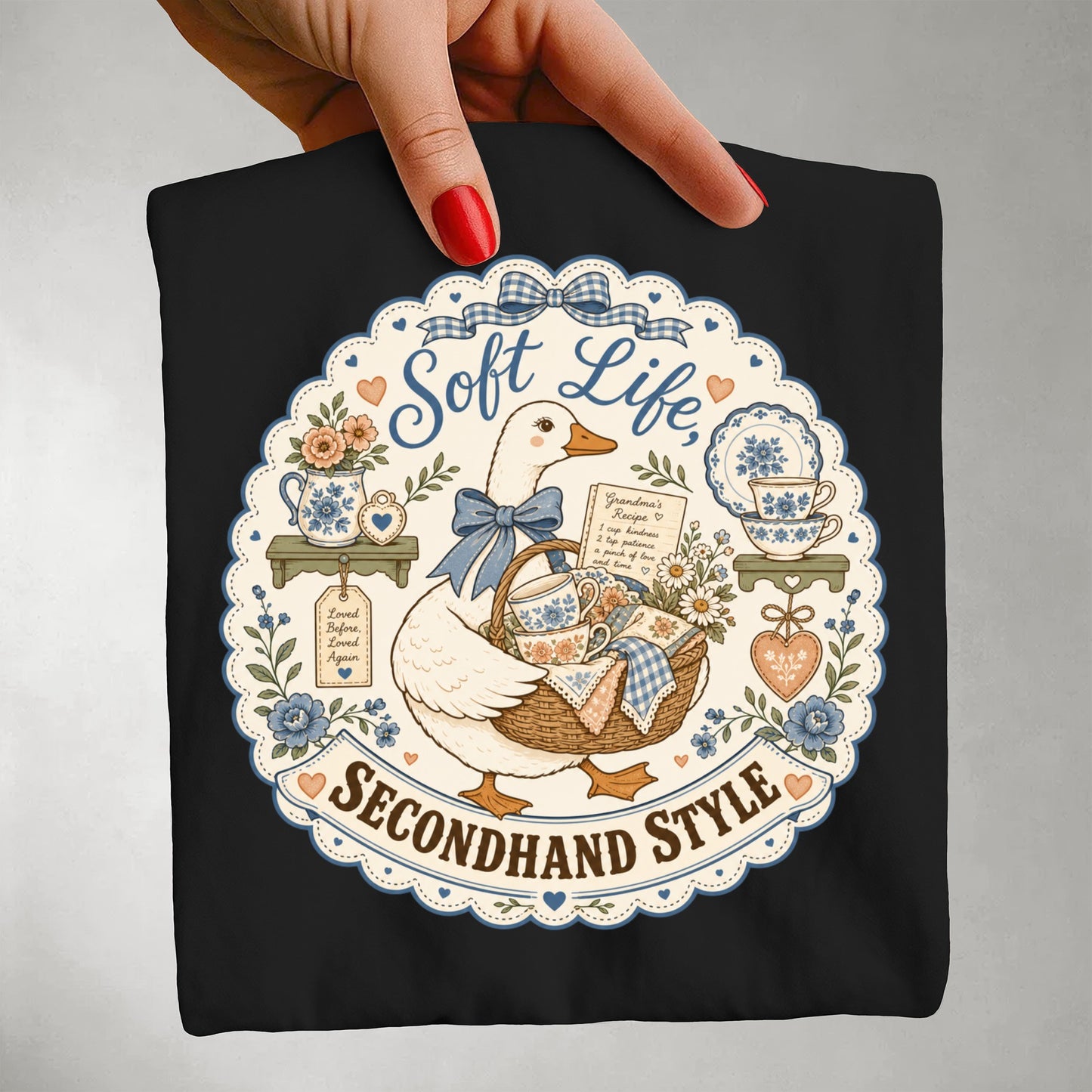 Soft Life Secondhand Style Vintage Tee | Grandmacore Goose Shirt | Gift for Thrifters & Cottage Lovers