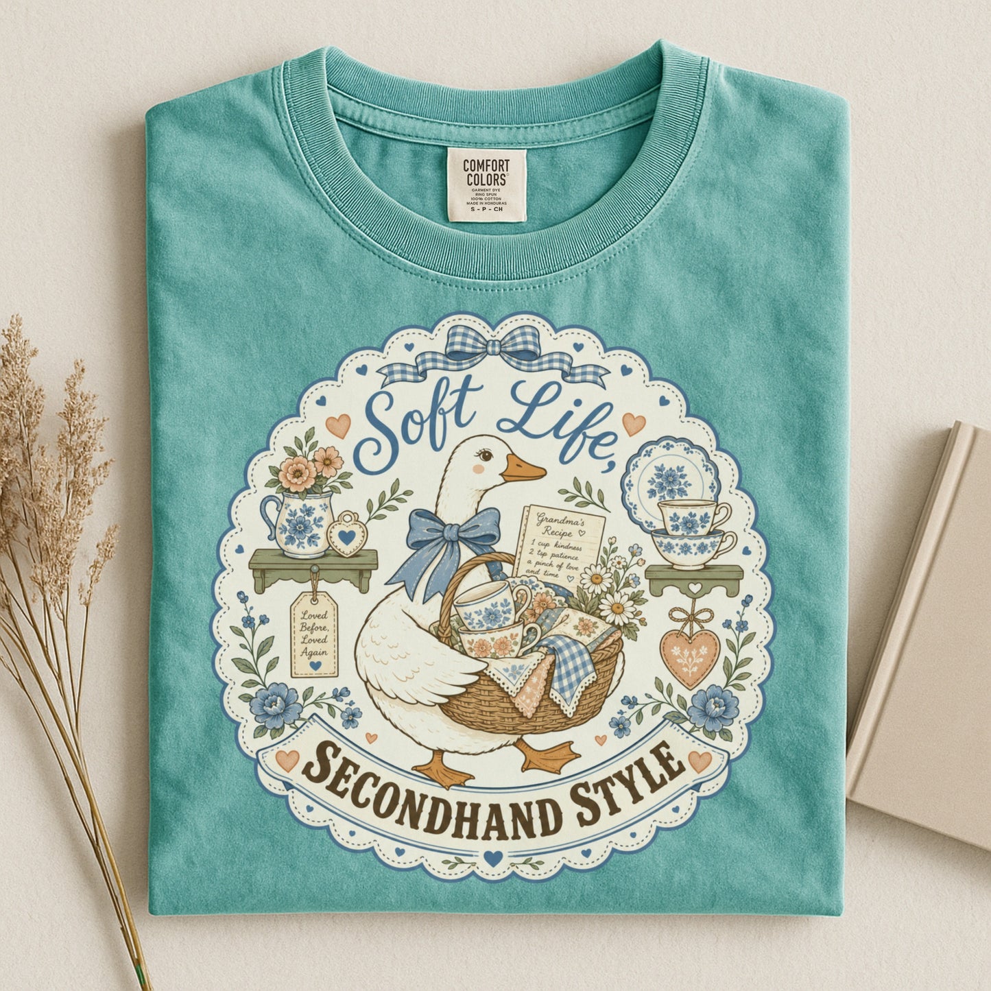 Soft Life Secondhand Style Vintage Tee | Grandmacore Goose Shirt | Gift for Thrifters & Cottage Lovers